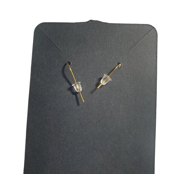 Gold Tone Blue Orange Bead Dangle Earrings Hook Back Sports Fan Jewelry Gift - Picture 5 of 5